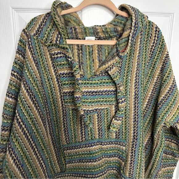 EL PASO SADDLE BLANKET CO XXL Baja Hoodie Mexican Pullover Surfer Hippie Sweater - Picture 3 of 7